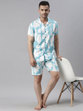 Blue Cloud Night Suits Co-Ords Bushirt   
