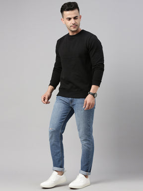 Black Solid Sweatshirt Sweatshirt Bushirt   
