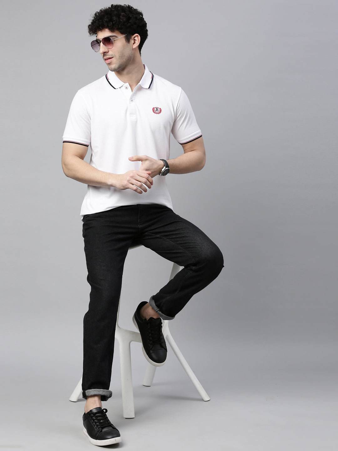 White Tipped Polo T-Shirt Polo Tees Bushirt   