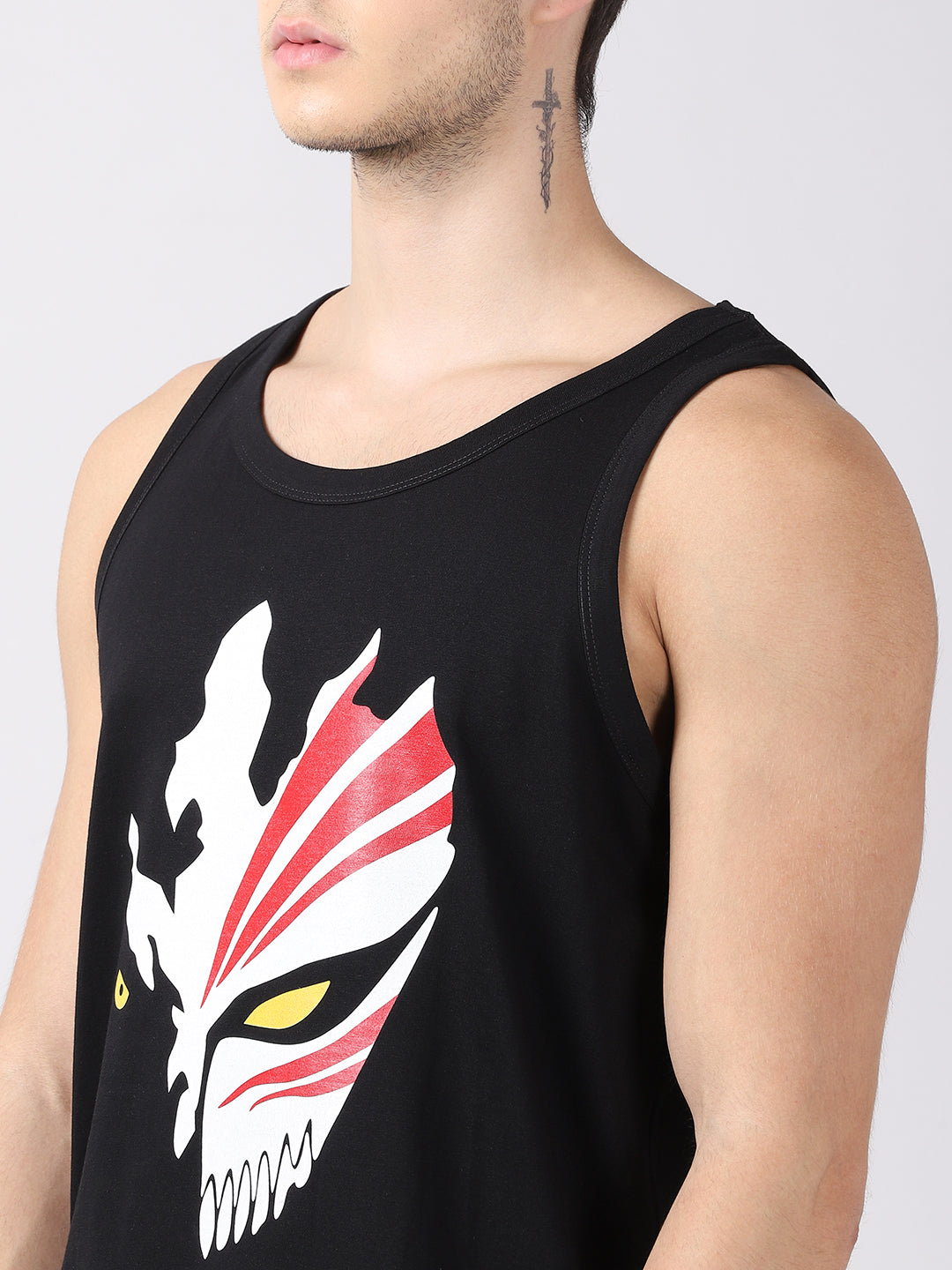 Black Anime Sleeveless T-Shirt Vest Bushirt   