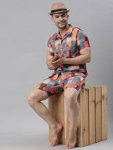 Geometric Grey Night Suits Co-Ords Bushirt   