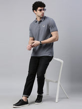 Grey Mélange Tipped Polo T-Shirt Polo Tees Bushirt   