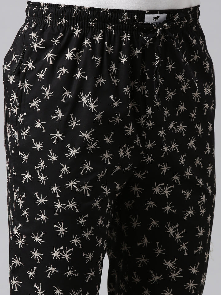 Palm Tree Black Pyjamas Pyjamas Bushirt   