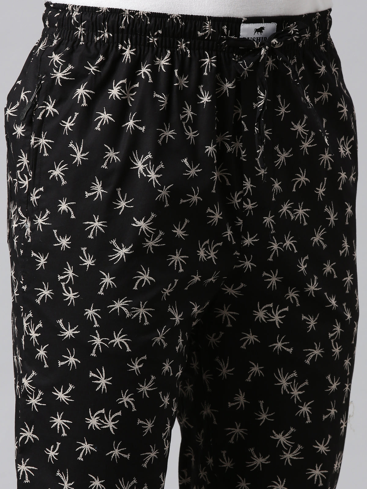 Palm Tree Black Pyjamas Pyjamas Bushirt   