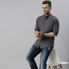 Steel Grey Chinese Collar Casual Shirt Solid Shirt Bushirt   