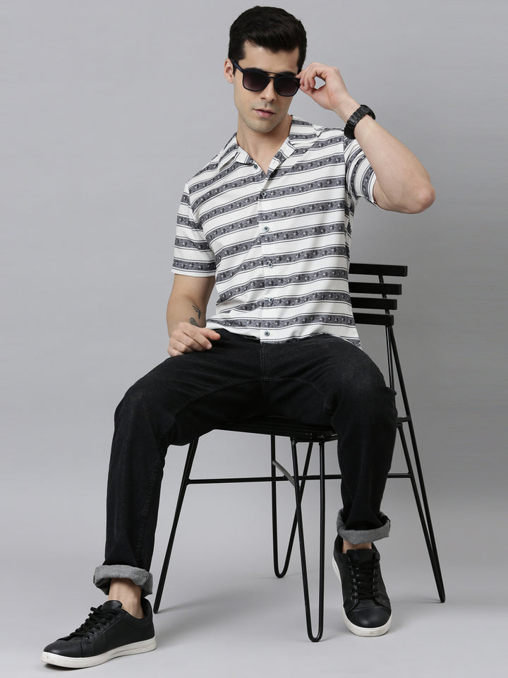 Printed White Strips Shirt Printed Shirt Bushirt   
