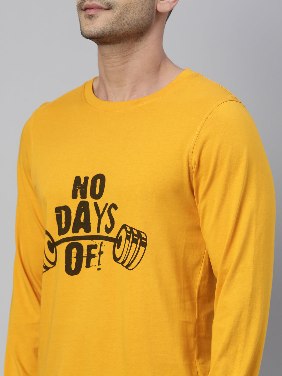 No Day Off Mustard Full Sleeves T Shirt Full Sleeves Bushirt   