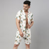 Floral Printed Ivory Co-Ords Regular Size Co-Ords Bushirt   