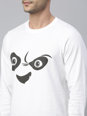 Angry Panda White Full Sleeves T Shirt  Bushirt   
