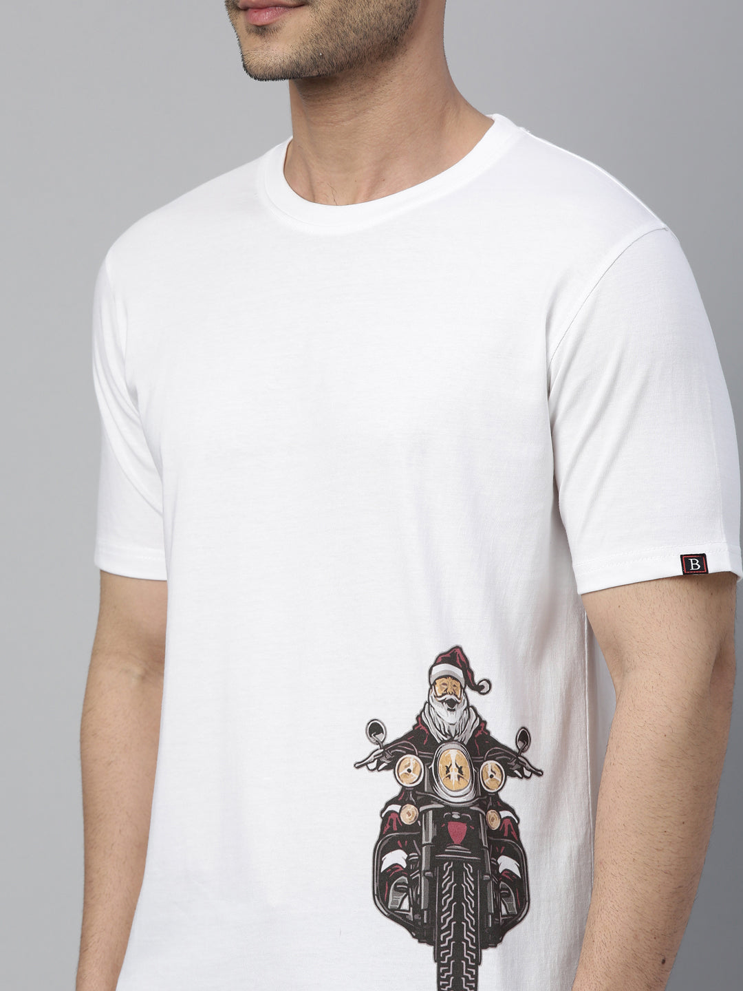 Riding On A Bike With Santa T-Shirt Graphic T-Shirts Bushirt   