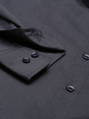 Steel Grey Chinese Collar Casual Shirt Solid Shirt Bushirt   