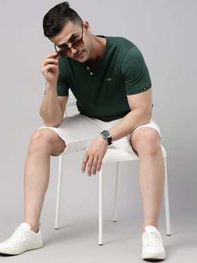 Bottle Green Half Sleeves Henley T Shirt Henley T Shirt Bushirt   