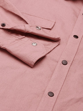 Salmon Pink Cargo Shirt Solid Shirt Bushirt   