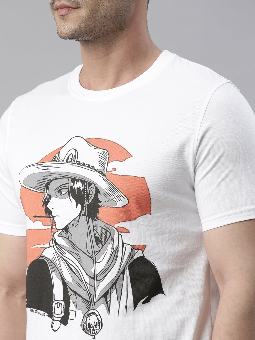 Fire Fist - One Piece White Anime T-Shirt Graphic T-Shirts Bushirt   