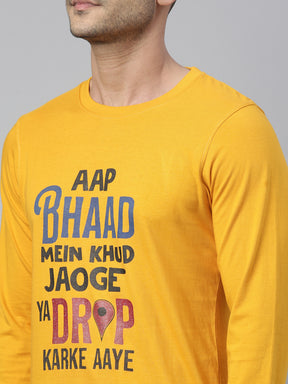 App Bhaad Mustard Full Sleeves T Shirt Full Sleeves Bushirt   