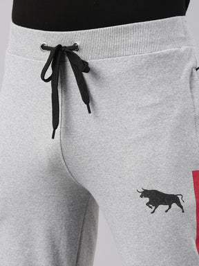 Light Grey Solid Side Block Joggers Men's Joggers Bushirt   