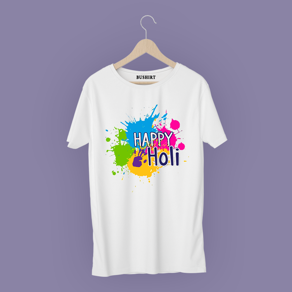 Happy Holi T-Shirt Graphic T-Shirts Bushirt   