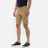 Beige Printed Chino Men's Shorts Bushirt   