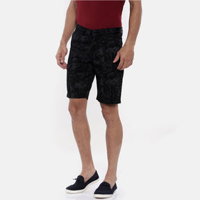 Black Printed Chino Men's Shorts Bushirt   