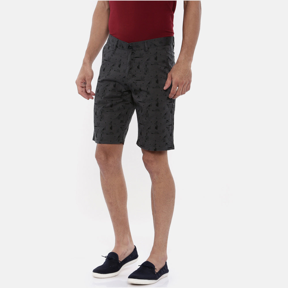 Grey Printed Chino Men's Shorts Bushirt   