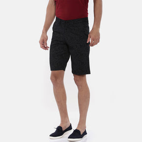Black Printed Chino Men's Shorts Bushirt   