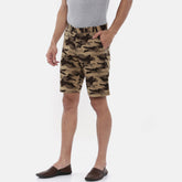 Beige Printed Chino Men's Shorts Bushirt   
