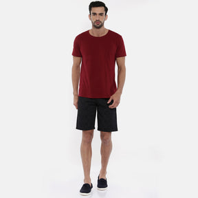 Black Printed Chino Men's Shorts Bushirt   