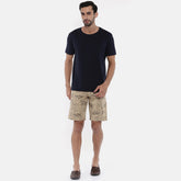Beige Printed Chino Men's Shorts Bushirt   