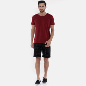 Black Printed Chino Men's Shorts Bushirt   