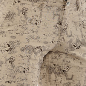 Beige Printed Chino Men's Shorts Bushirt   