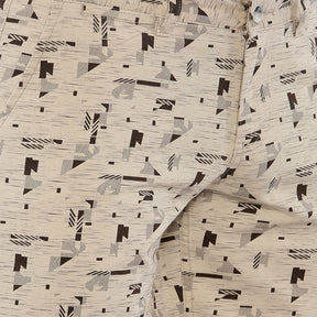Cream Printed Chino Men's Shorts Bushirt   