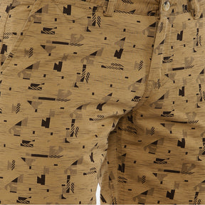 Beige Printed Chino Men's Shorts Bushirt   
