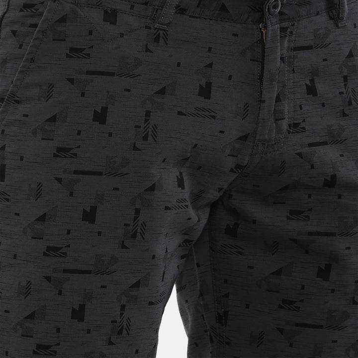 Grey Printed Chino Men's Shorts Bushirt   
