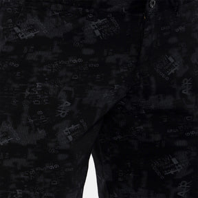 Black Printed Chino Men's Shorts Bushirt   