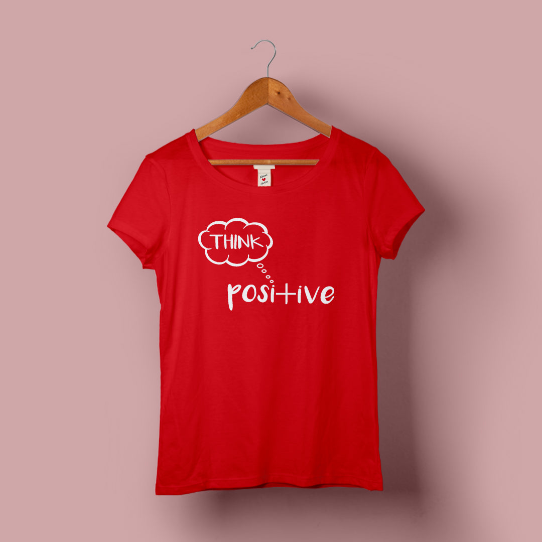 Think Positive T-Shirt Women's Graphic Tees Bushirt   