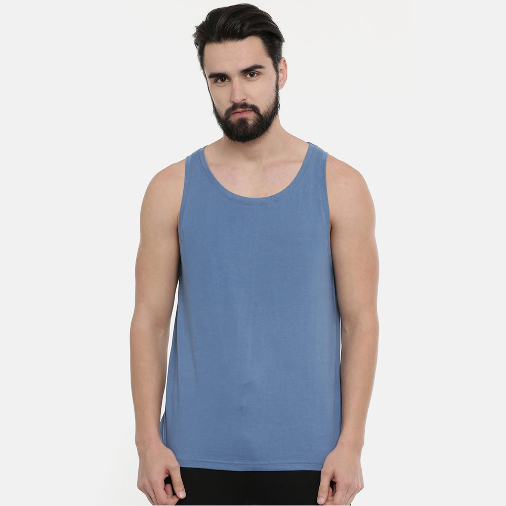 Turquoise Blue Sleeveless T-Shirt Vest Bushirt   