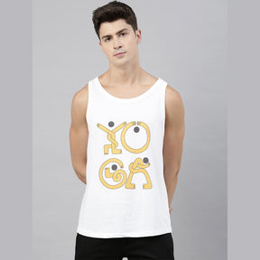 Yoga White Sleeveless T-Shirt Vest Bushirt   