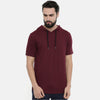 Maroon Half Sleeves Hoodies Hoodies Bushirt   