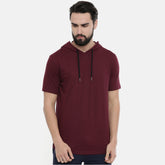 Maroon Half Sleeves Hoodies Hoodies Bushirt   