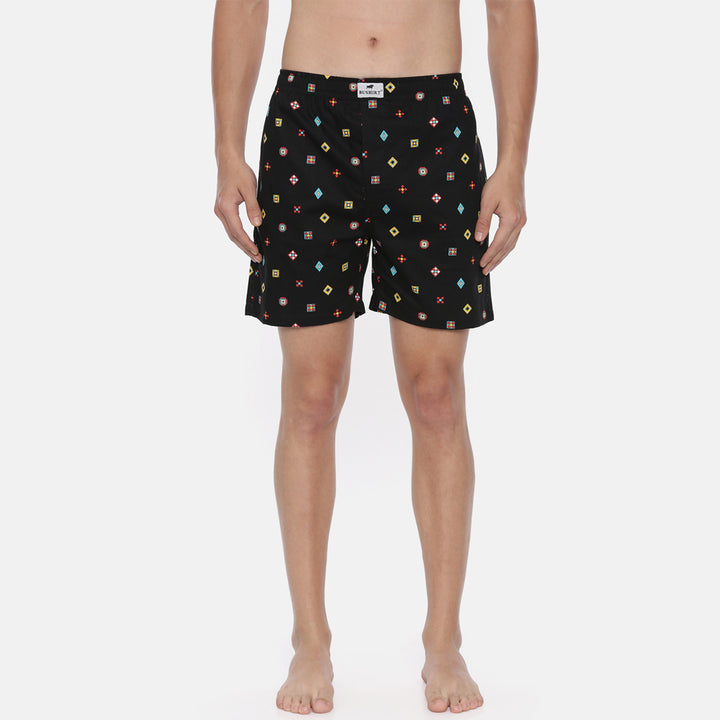 Black All Over Printed Boxer Boxers Bushirt   
