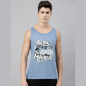 Aalas Majbor Turquoise Blue Sleeveless T-Shirt Vest Bushirt   
