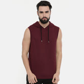 Maroon Sleeveless Hoodies Hoodies Bushirt   