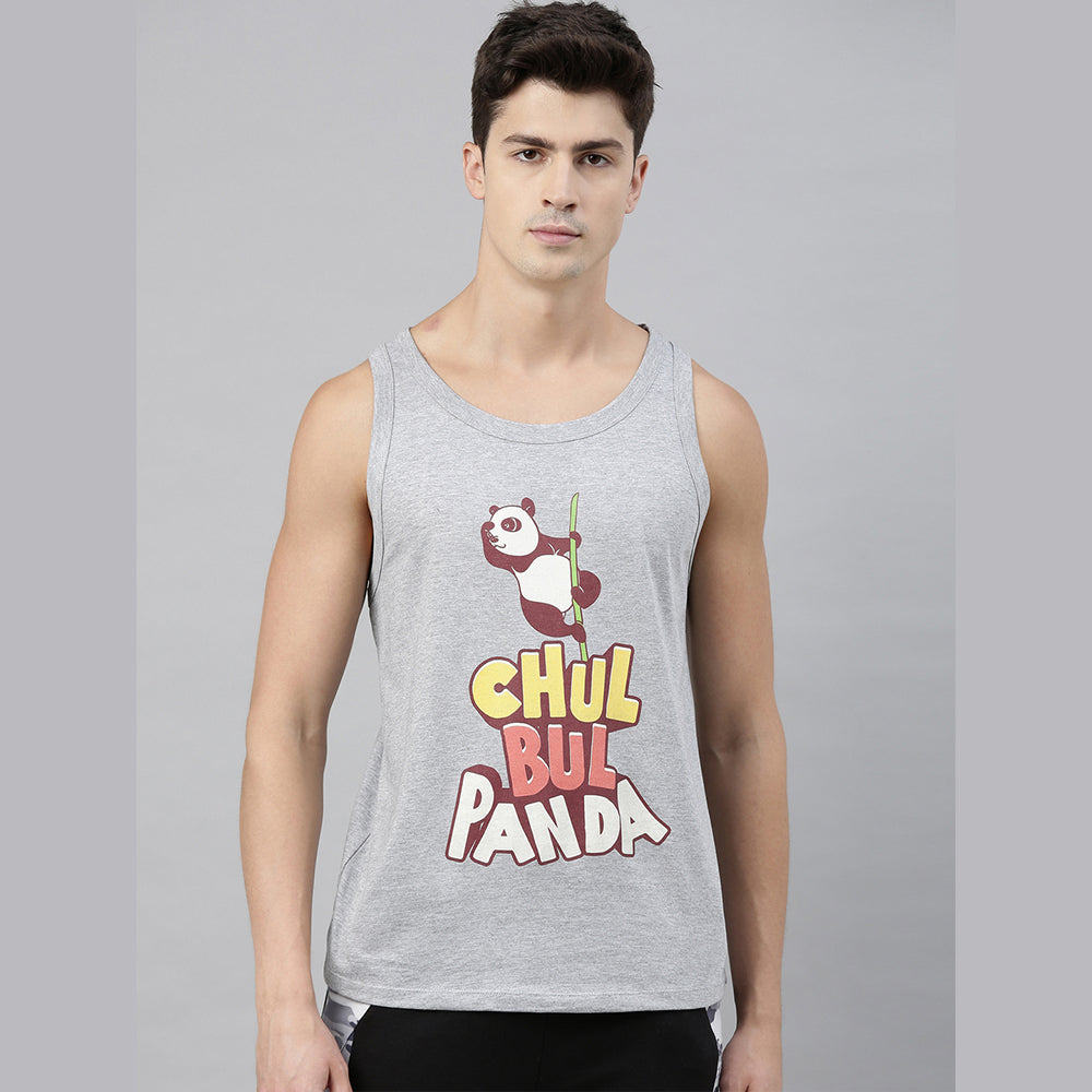 Chul Bul Panda Dark Grey Sleeveless T-Shirt Vest Bushirt   