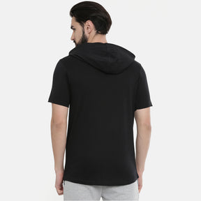 Black Half Sleeves Hoodies Hoodies Bushirt   
