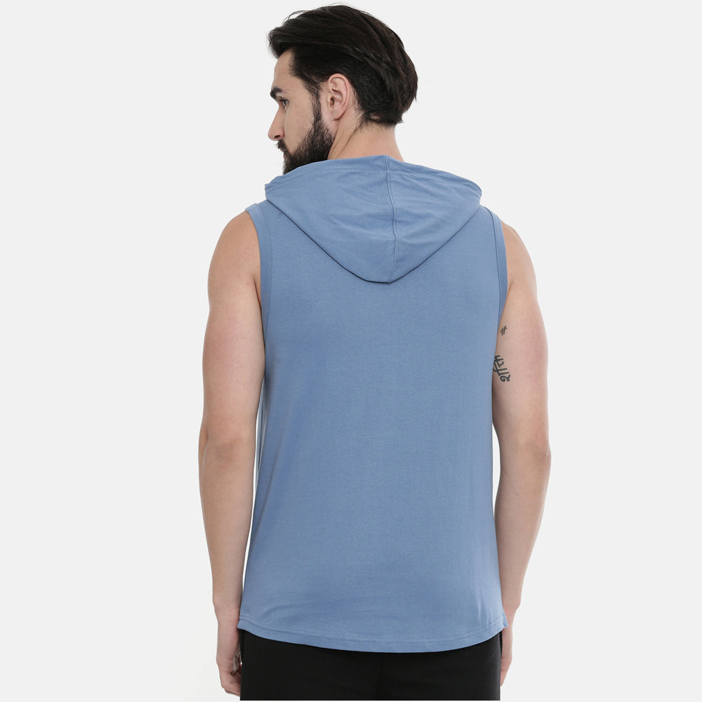 Turquoise Blue Sleeveless Hoodies Hoodies Bushirt   