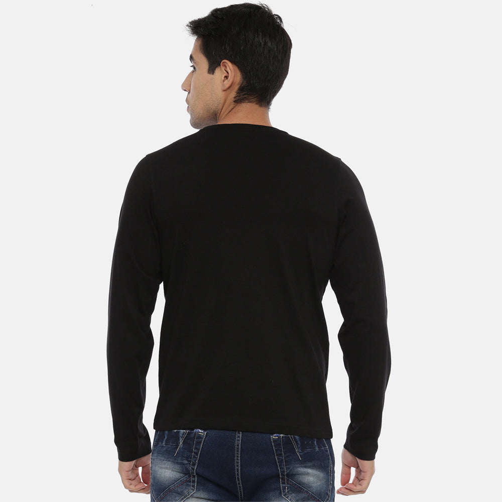 Black Full Sleeves Solid T-Shirt Full Sleeves Bushirt   