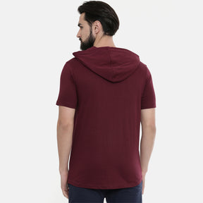 Maroon Half Sleeves Hoodies Hoodies Bushirt   