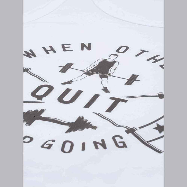 Quit White Sleeveless T-Shirt Vest Bushirt   
