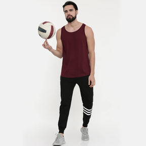 Maroon Sleeveless T-Shirt vest Bushirt   
