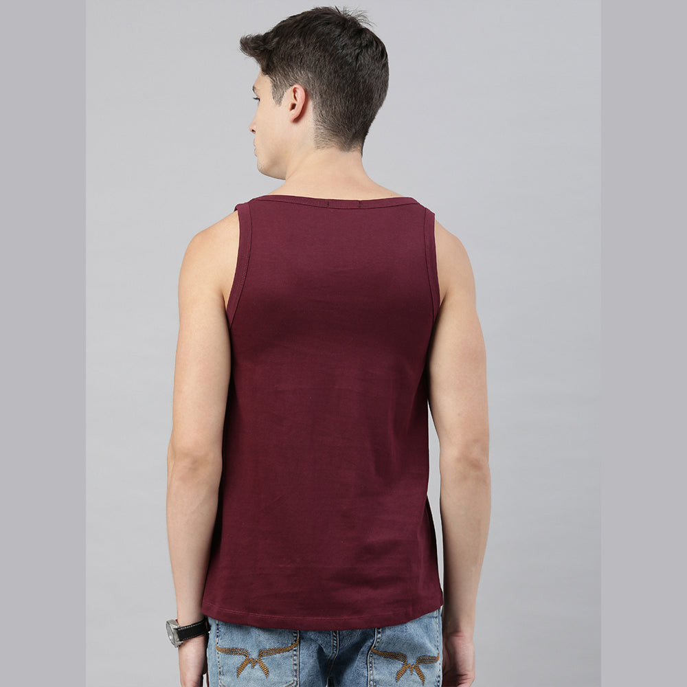 Namaste Beaches Maroon Sleeveless T-Shirt Vest Bushirt   